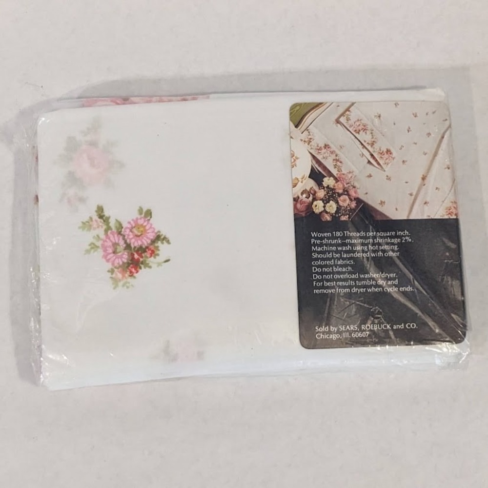 Vtg Sears Best French Bouquet Floral Percale Pillowcases Set of 2 Standard NEW - Picture 3 of 3